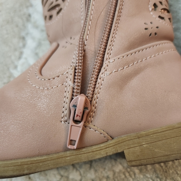 Girls Size 10 Rachel Shoes Pink Cowboy  Boots Butterfly Detail Glitter Zippers - Picture 8 of 13